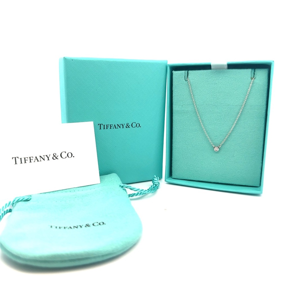 Tiffany & Co. Silver Single Diamond Pendant Necklace